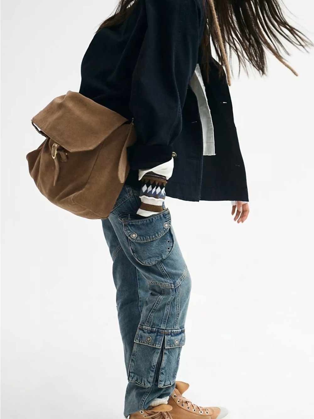 FREE PEOPLE Zahara Bronze Age Suede Messenger Bag